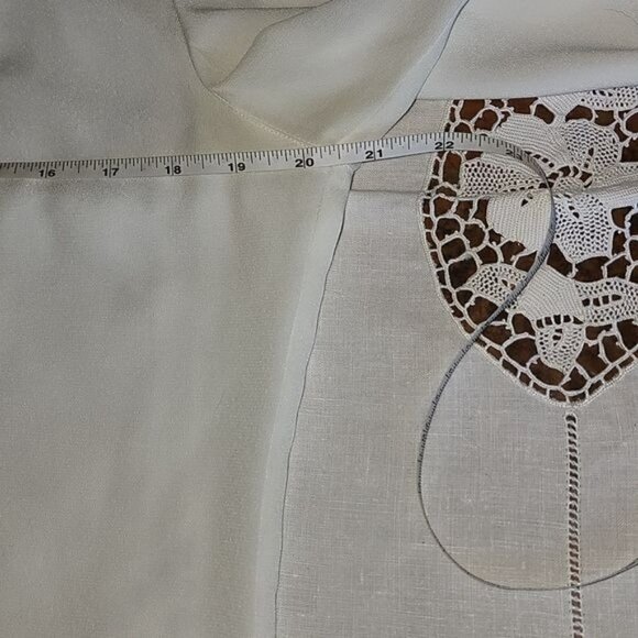 Breckenridge Ivory Sheer Button Down Long Sleeve Collared Sz 10 Dressy Blouse - Picture 8 of 9